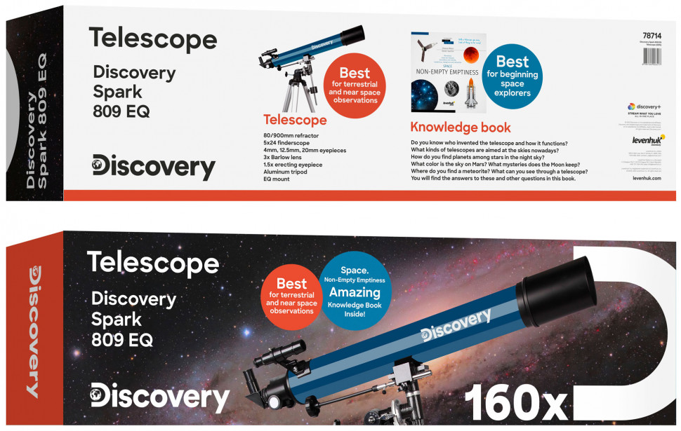 Телескоп Levenhuk Discovery Spark 809 EQ с книгой