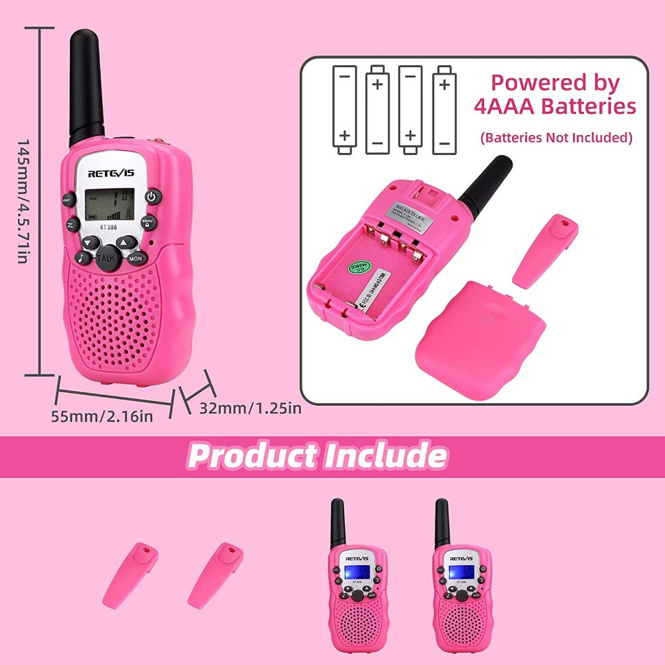 Рация Retevis Walkie-Talkie RT388 пара (розовая)