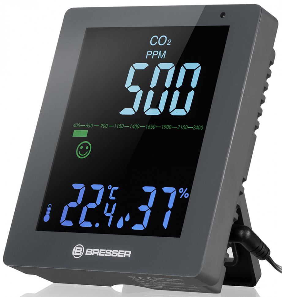 Гигрометр Bresser Air Quality Smile с датчиком CO2, черный
