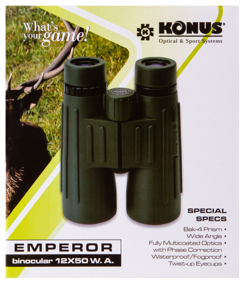 Бинокль Konus Emperor 12x50 WA Green