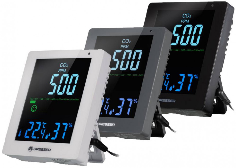 Гигрометр Bresser Air Quality Smile с датчиком CO2, серый
