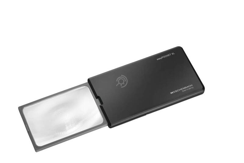 Лупа дифракционная асферическая выдвижная с подсветкой Eschenbach easyPOCKET XL, 78 х 50 мм, 2.5х, черная