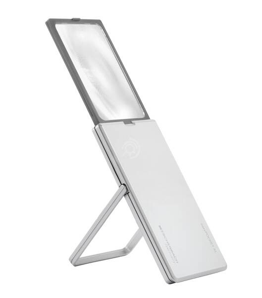 Лупа дифракционная асферическая выдвижная с подсветкой Eschenbach easyPOCKET XL, 78 х 50 мм, 2.5х, серебристая