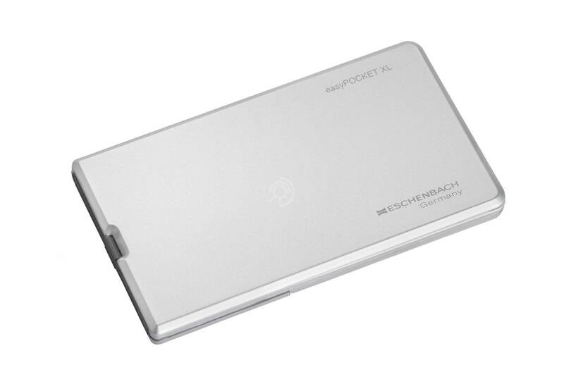Лупа дифракционная асферическая выдвижная с подсветкой Eschenbach easyPOCKET XL, 78 х 50 мм, 2.5х, серебристая