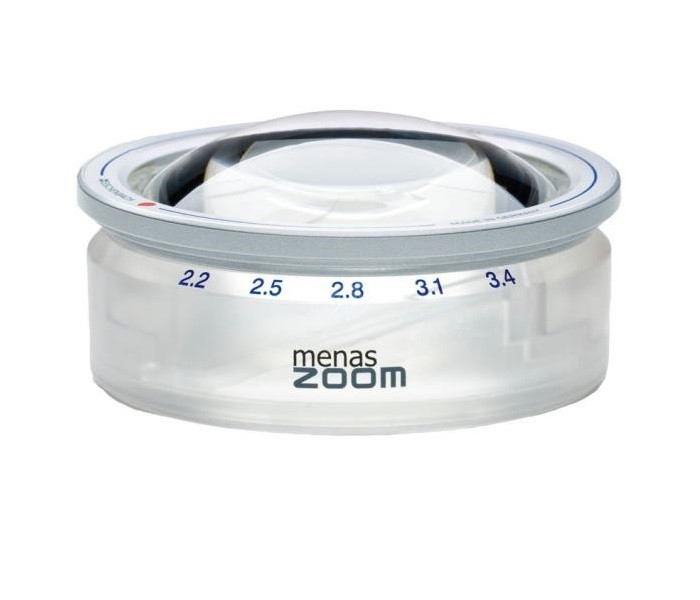 Лупа светопольная менисковая асферическая настольная с зумом Eschenbach menas ZOOM, диаметр 65 мм, 2.2х-3.4х