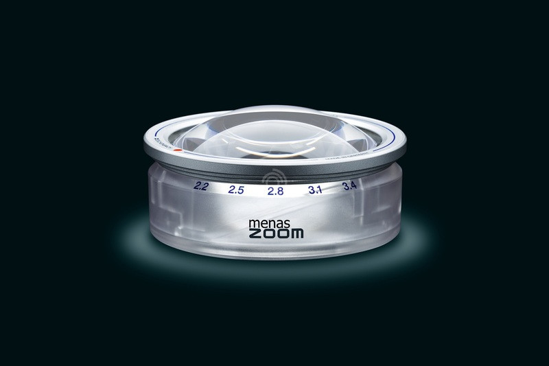 Лупа светопольная менисковая асферическая настольная с зумом Eschenbach menas ZOOM, диаметр 65 мм, 2.2х-3.4х