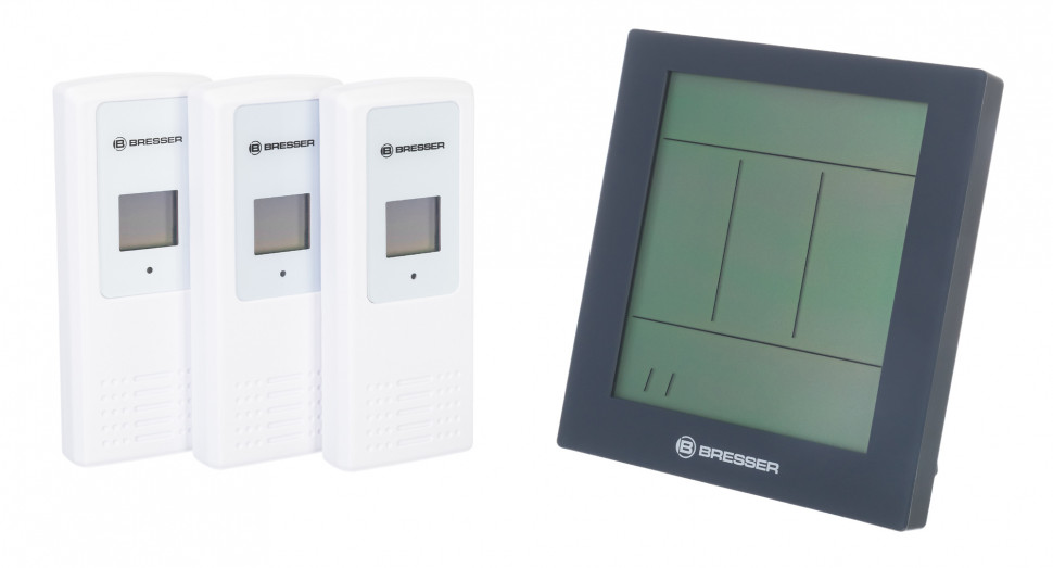 Метеостанция Bresser Temeo Hygro Quadro Prestige с тремя датчиками, серая