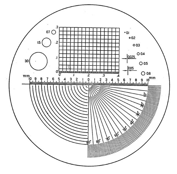 Стекло сменное со шкалой измерения для луп Eschenbach Precision scale magnifiers-115202