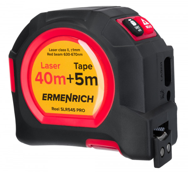 Рулетка с лазерным дальномером Ermenrich Reel SLR545 PRO, черная