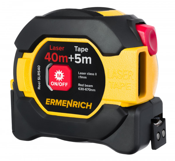 Рулетка с лазерным дальномером Ermenrich Reel SLR540, черная