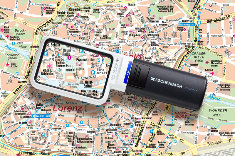 Лупа асферическая ручная с подсветкой Eschenbach mobilux LED, 75 х 50 мм, 3.5х, 10.0 дптр