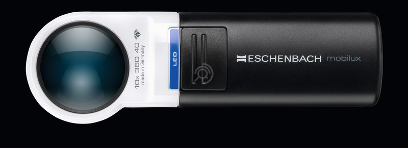 Лупа асферическая ручная с подсветкой Eschenbach mobilux LED, диаметр 35 мм, 10.0х, 38.0 дптр