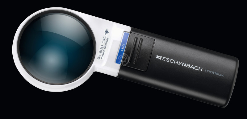 Лупа асферическая ручная с подсветкой Eschenbach mobilux LED, диаметр 58 мм, 5.0х, 20.0 дптр