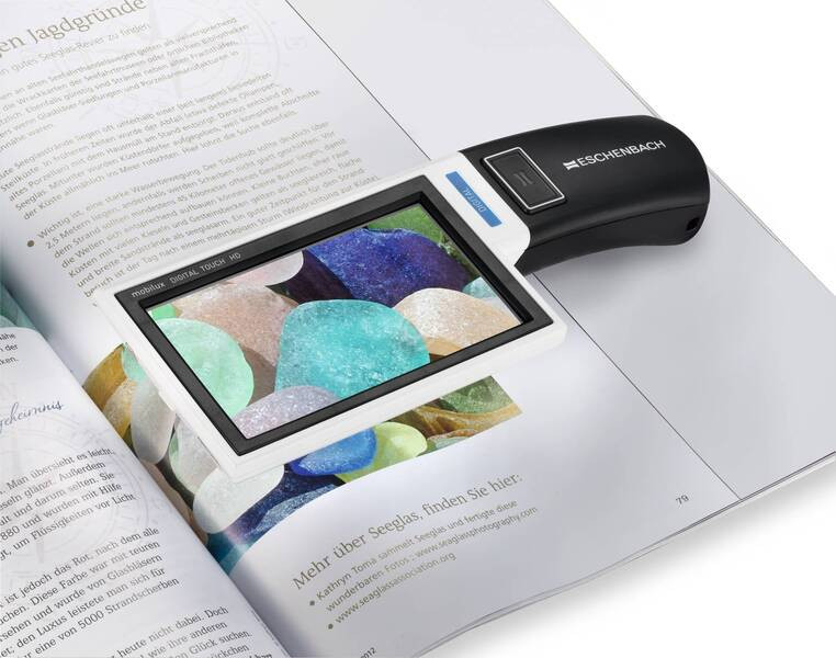 Лупа цифровая Eschenbach электронная ручная со светодиодной подсветкой mobilux DIGITAL Touch HD, 4.3'' 16:9 LCD, 1.9x-15x, видеоувеличитель