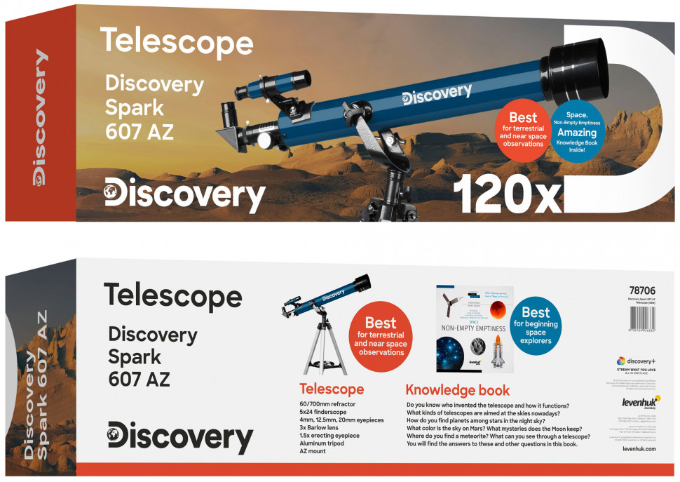 Телескоп Levenhuk Discovery Spark 607 AZ с книгой